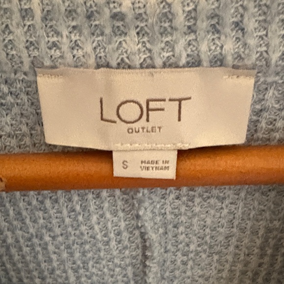 LOFT Soft Blue Ribbed Pullover - Picture 2 of 5